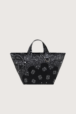 front profile Mini Basket All Black cotton bandana with short handles