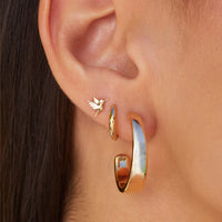 model wearing Mini Hummingbird Studs - Diamond Eye (Pair) 14k gold