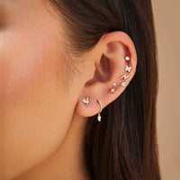 model wearing Mini Hummingbird Studs - Diamond Eye (Pair) 14k gold
