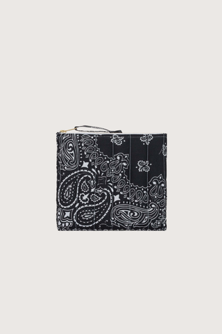 back profile Mini Pouchette Zipper / embroidered Happy Face All Black cotton bandana