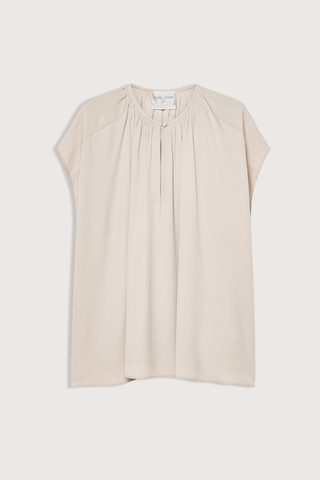 flat lay Mixed Silk Sleeveless Top Ivory Marocaine Top style