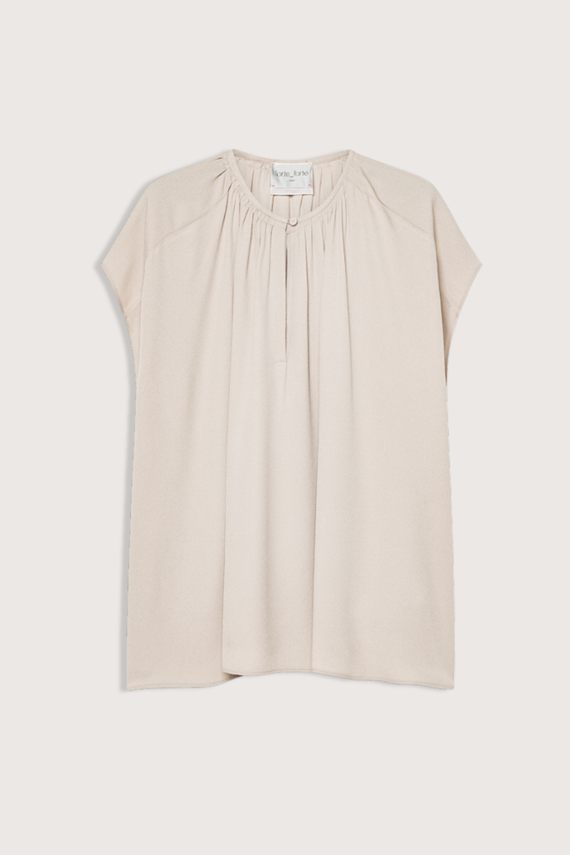 flat lay Mixed Silk Sleeveless Top Ivory Marocaine Top style