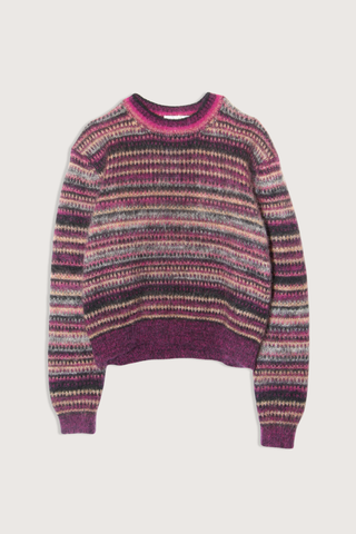 flat lay Morine Striped Brushed Plum Long Sleeve
Crewneck
Stripe pattern
58% mohair/30% polyamide/12% wool