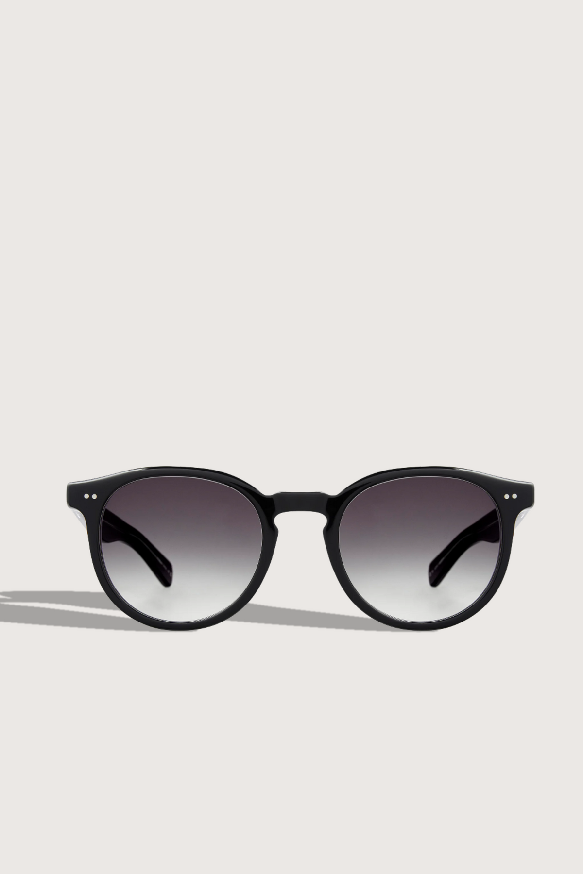 front profile Morningside Sun Glasses round style black frame with purple grey gradient