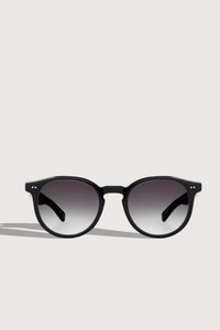 front profile Morningside Sun Glasses round style black frame with purple grey gradient
