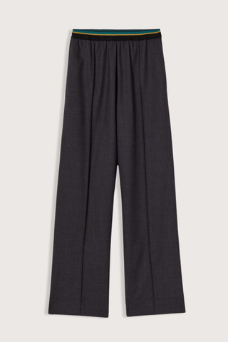 flat lay Multi Color Elastic Waisted Band Trouser black melange Wool twill
Straight fit
Multicolor elastic waistband
100% Sheep Wool | LINING: 100% Cotton