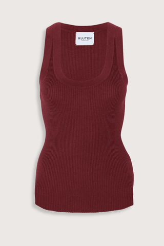 flat lay Nael Silk Cashmere Tank Sierra  Straight cut
1-thread flat ribs