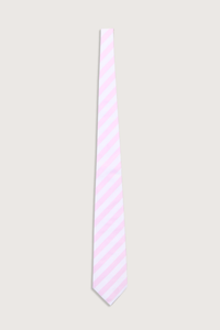 flat lay Neck Tie Pale Pink 2-ply poplin cotton pink and white slanted stripe