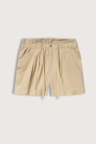 flat lay Nirma Cotton Short Beige Short cotton and linen canvas shorts
Snap-fastened drawstring waist
Side pockets
Relaxed fit
80% cotton, 20% linen