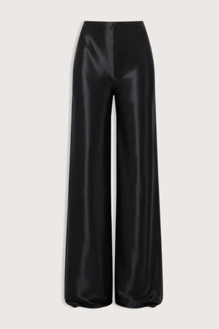flat lay Norma Satin Pant black Mid rise
Straight-leg
Seamless
Drapes beautifully
Elastic waist
77% Acetate, 23% Polyester