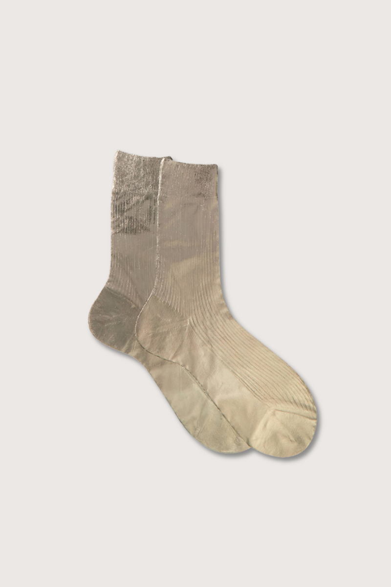 flat lay One Ribbed Laminated Socks Bosco nylon silk