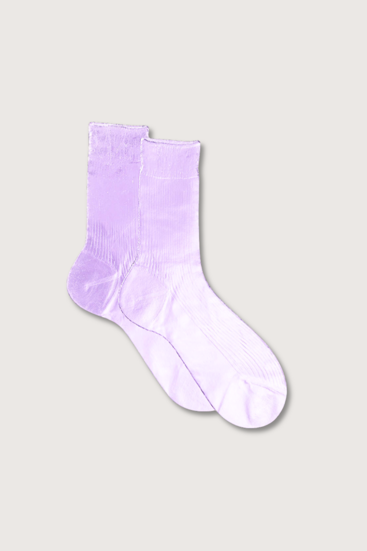 flat lay One Ribbed Laminated Socks Lilac silk nylon