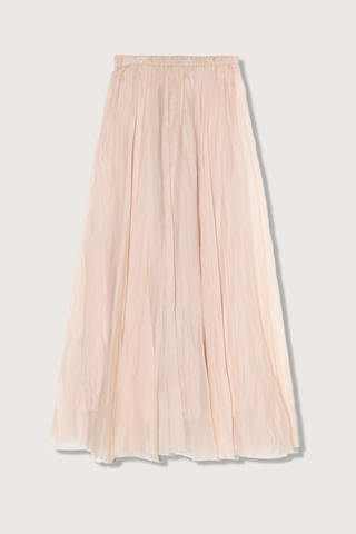 flat lay Organza Maxi Skirt Almond elastic waistband