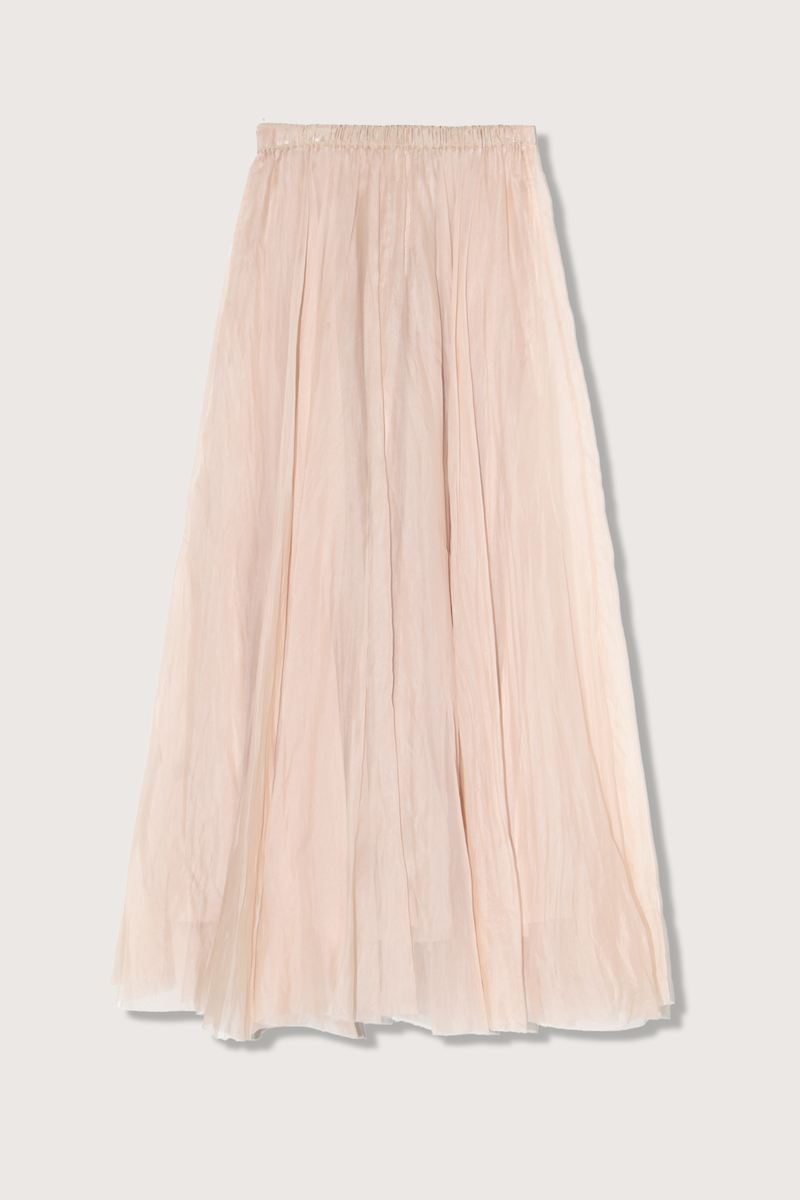 flat lay Organza Maxi Skirt Almond elastic waistband