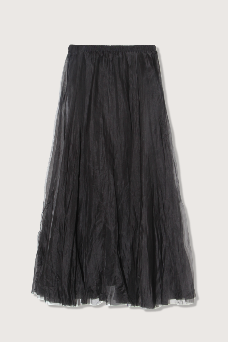 flat lay Organza Maxi Skirt Black Elastic waistband