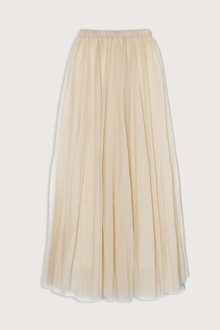 flat lay Organza Maxi Skirt Champaigne Elastic waistband