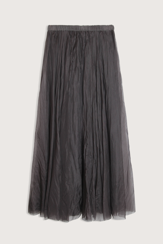 flat lay Organza Maxi Skirt Charcoal elastic waistband