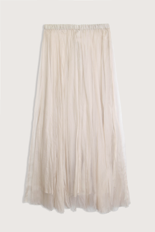 flat lay Organza Maxi Skirt Sand Elastic waistband