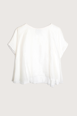 flat lay Organza Short Sleeve Top White Wide crewneck
Relaxed fit