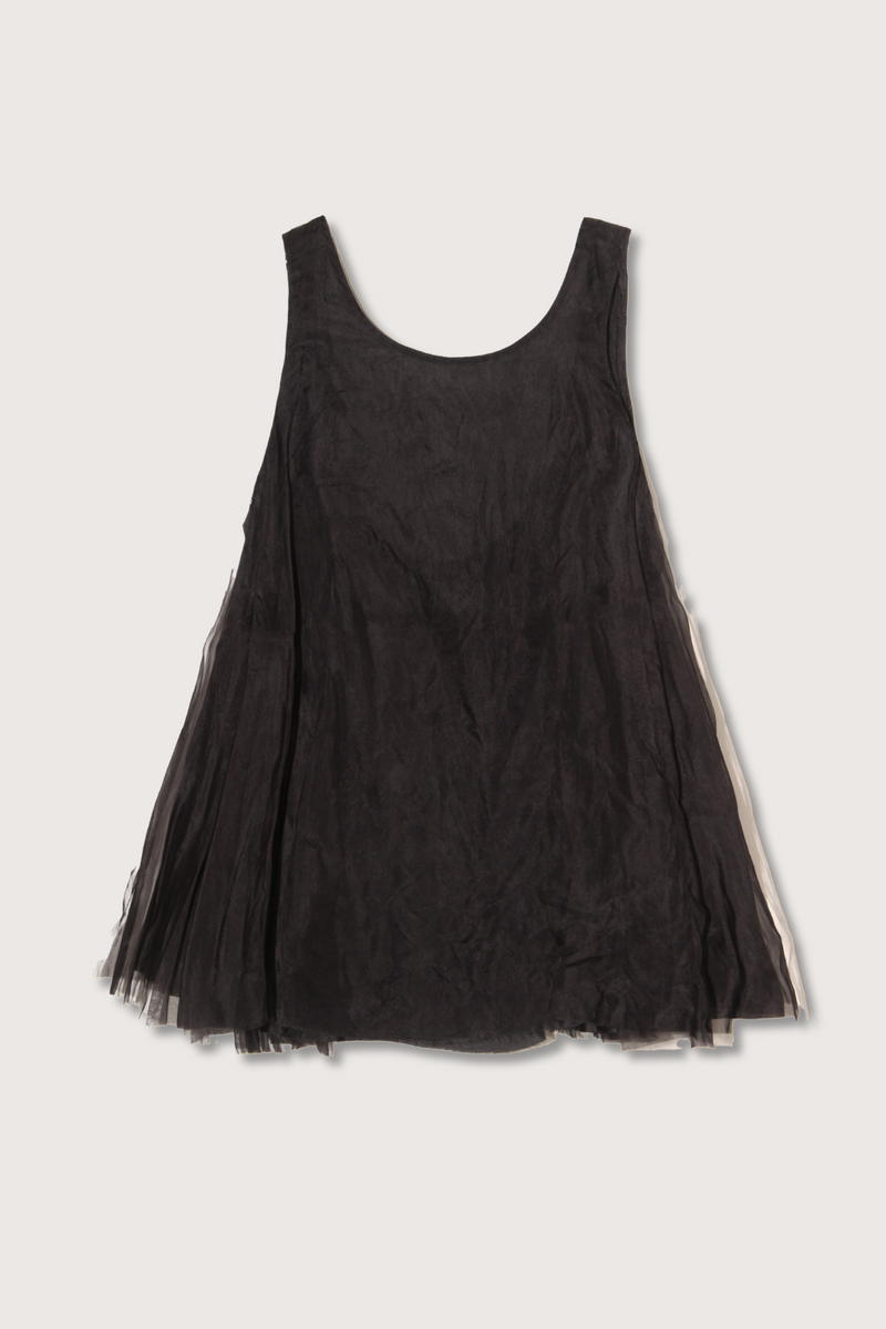 flat lay Organza silk Tank Black