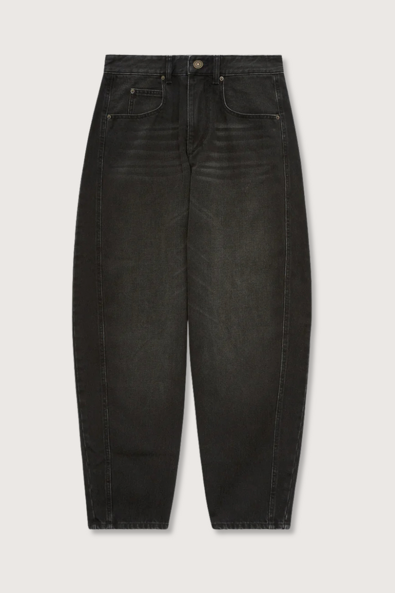 flat lay Oriane Wide Denim Pant faded black barrel fit