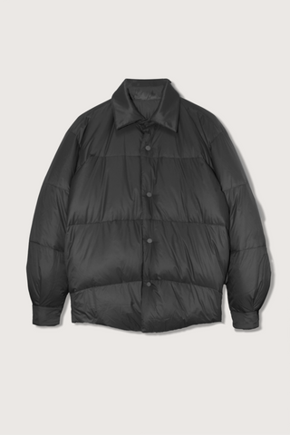 flat lay Orlov Reversible Down Jacket Midnight/BLK fuck filled nylon