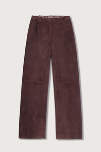 flay lay Osward Suede Pant Elastic Waist Band chocolate relaxed fit