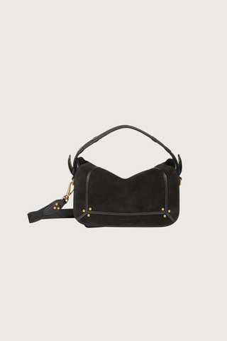 flat lay Pepito S Noir suede Bag Shoulder bag, 
Quilted leather handle
Long adjustable, removable strap 
Zippered exterior pocket at the back of the bag
80% Calfskin 20% Goatskin / Lining 100% Cotton
