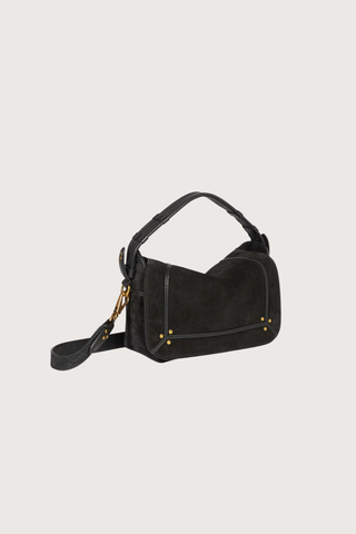 side profile Pepito S Noir suede Bag Shoulder bag, 
Quilted leather handle
Long adjustable, removable strap 
Zippered exterior pocket at the back of the bag
80% Calfskin 20% Goatskin / Lining 100% Cotton
