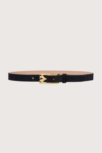 front profile Pin Buckle Suede Belt Navy Curved B hardware thin belt
100% Calf Leather