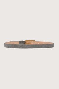 back profile Pin Buckle Suede Belt Pebble Grey Curved B hardware
Suede fabrication
100% Calf Leather