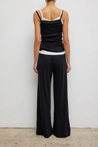 back profile model wearing Pointelle Cami Black cotton