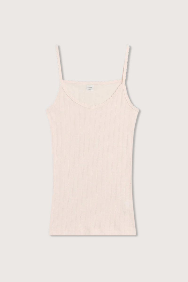 flat lay Pointelle Cami Pink cotton