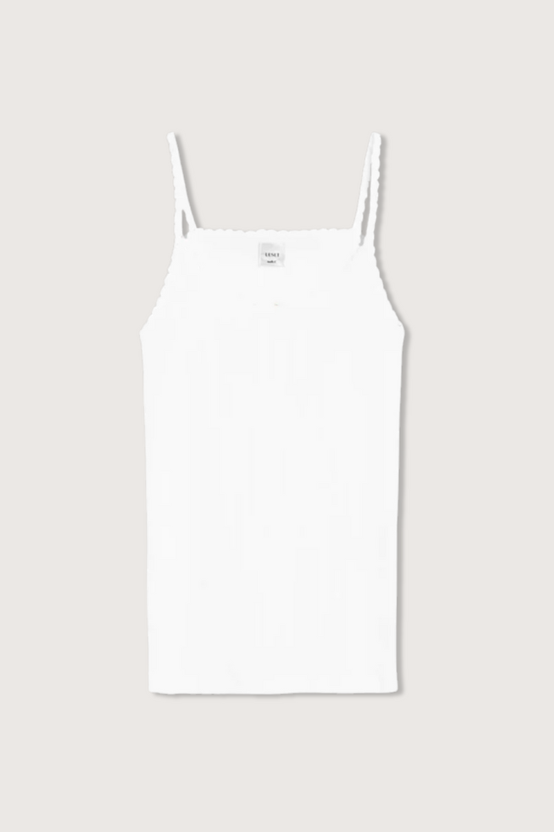 flat lay Pointelle Cami White cotton