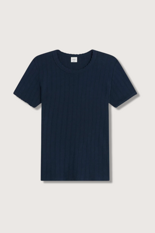 flat lay Pointelle Slim Fit Tee Midnight blue cotton