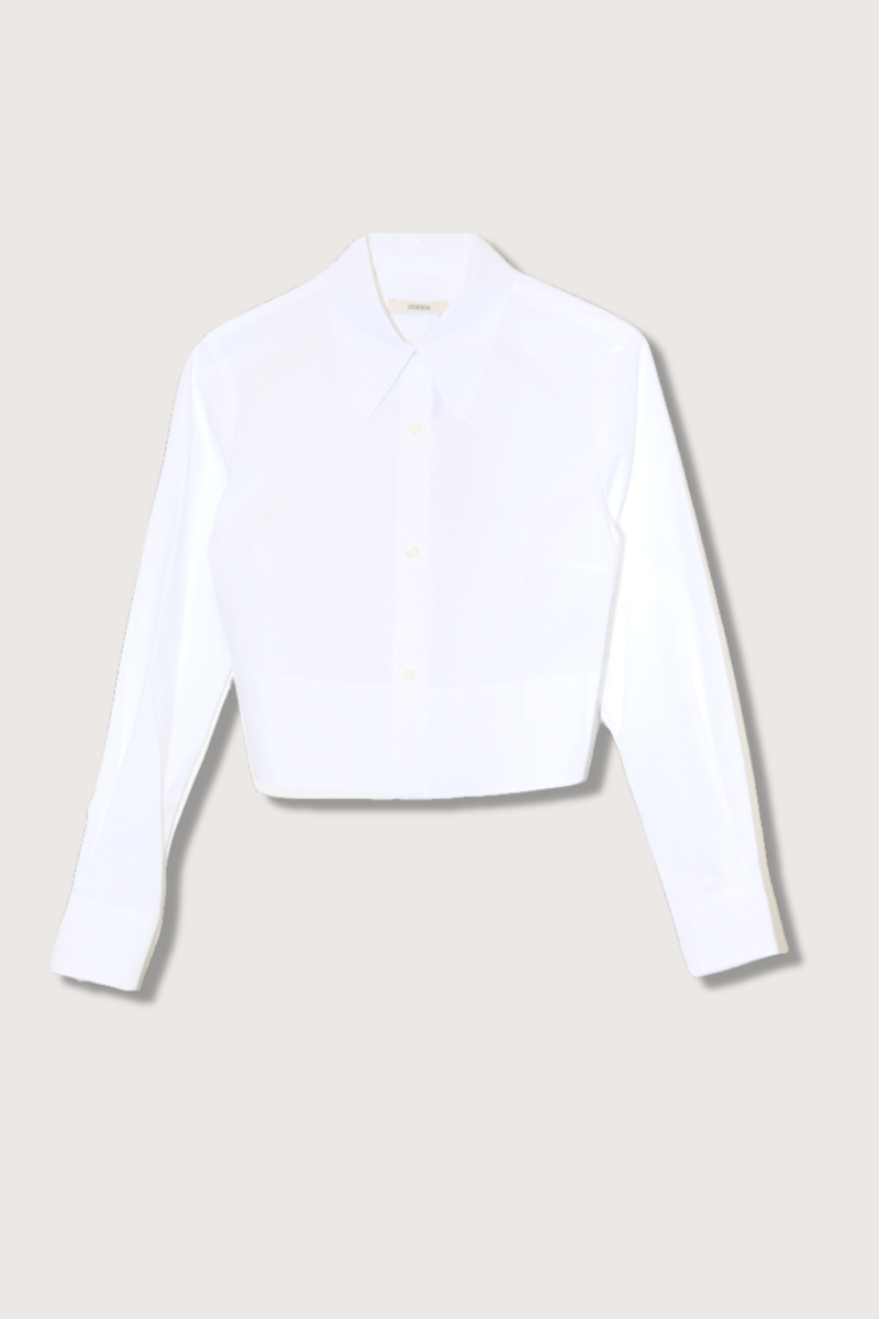 flat lay Poplin Cropped Long Sleeve Shirt white Long sleeve
Button-down
100% poplin cotton
Cropped fit
True to size