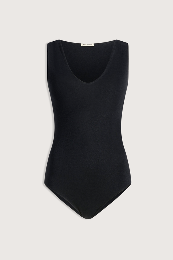 flat lay Portia V-Neck Compact Viscose Bodysuit black Sleeveless 
Close, smooth fit through the body
88% Viscose / 12% Polyamide