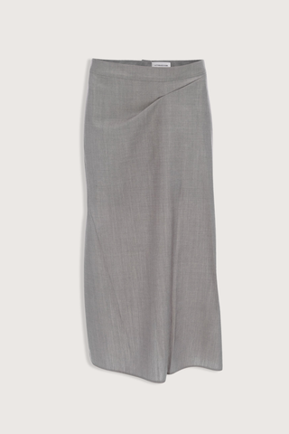flat lay Pressed Tailored Flannel Skirt Dark Grey Melange Pressed tailored
Midi skirt
Blend of wool and mohair for a textured finish
Structured fit-and-flare silhouette
Mid rise
Skirt lining
73% Virgin Wool 27% Mohair