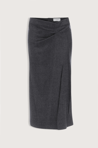 flat lay Pressed Tailored Flannel Skirt Dark Grey Melange Pressed tailored
Midi skirt
Blend of wool and mohair for a textured finish
Structured fit-and-flare silhouette
Mid rise
Skirt lining
73% Virgin Wool 27% Mohair