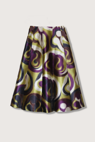 flat lay Printed Heavy Satin Skirt merlot