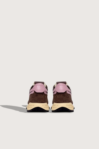 back profile Reelwind Low Sneakers brown pink leather nylon suede mesh combo retro style