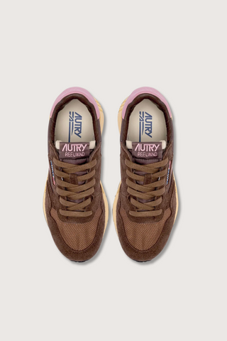 top profile Reelwind Low Sneakers brown pink leather nylon suede mesh combo retro style