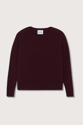 flat lay Romelie Sweater burgundy cashmere crewneck 6-threads jersey knitting oversized fit