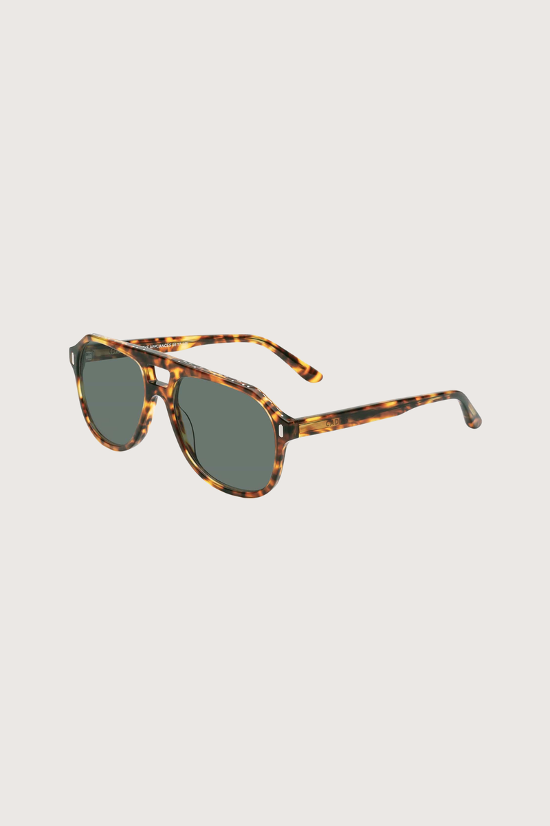 side profile Root Cause Analysis Sunglasses Polished Terrapin brown tortoiseshell frame green lens High-density expensive acetate frame
Aviator frame shape