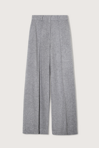 flat lay Rosa Pant Italian Jersey grey wool cashmere high rise