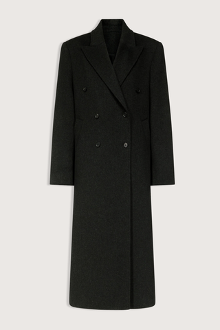 flat lay Rosco Loro Piana Blend Long Coat Anthracite grey Loro Piana fabric
Double breasted opening
Peak lapels
Side seam pockets
Back vent
90% Wool, 10% Cashmere