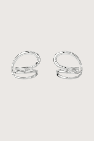 flat lay Round Trip Hoop Earrings Sold as a pair
925 Rhodium Plated Sterling Silver