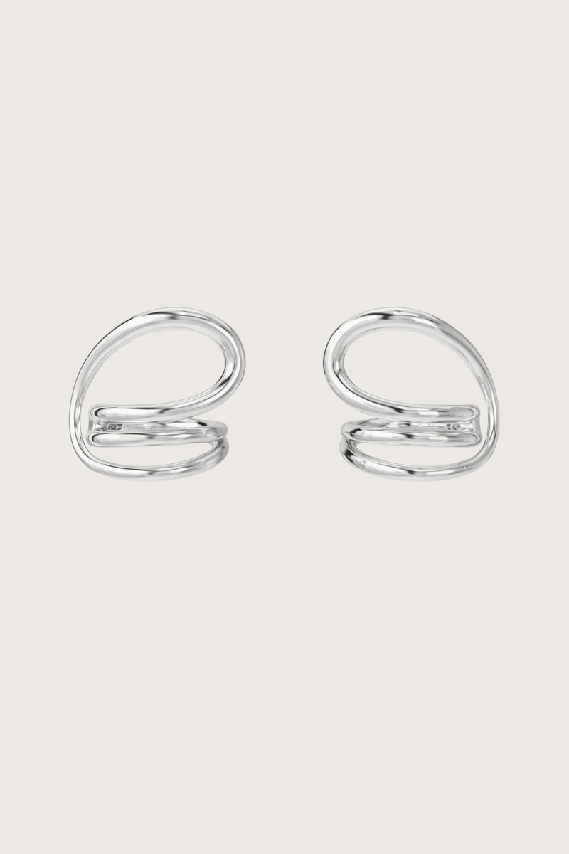 flat lay Round Trip Hoop Earrings Sold as a pair
925 Rhodium Plated Sterling Silver