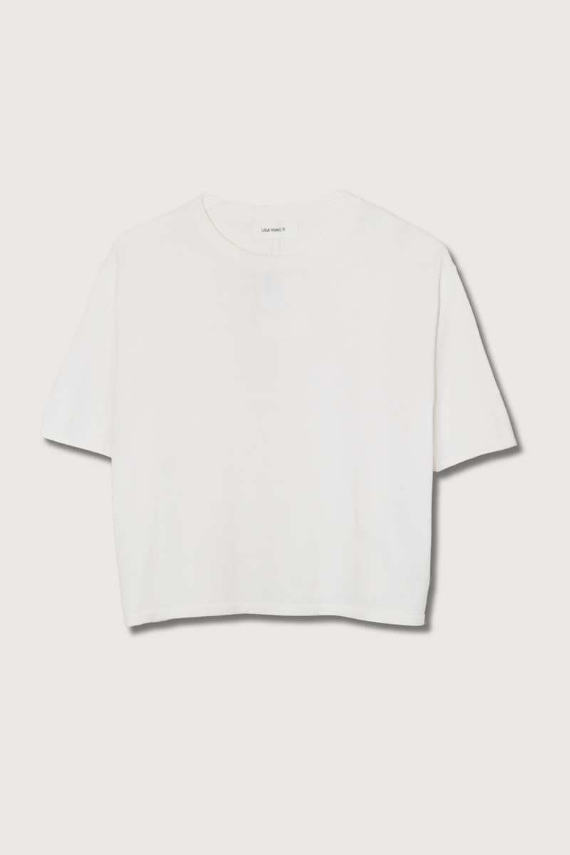 flat lay Rubie Cotton Cashmere T-Shirt Salt boxy crewneck