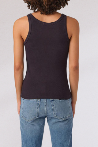 Long Rib Tank Vintage Black